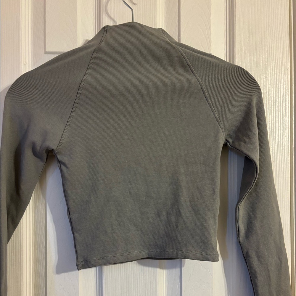Zara Gray Long Sleeve Crop Top